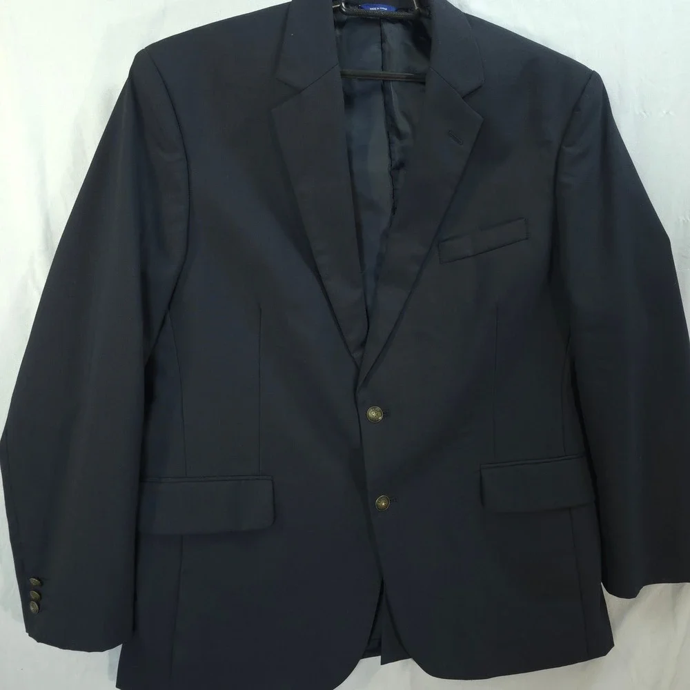 Arrow Suit Collection Mens 44R Navy‎ Blue Wool Blend 2 Button Blazer Sport Coat